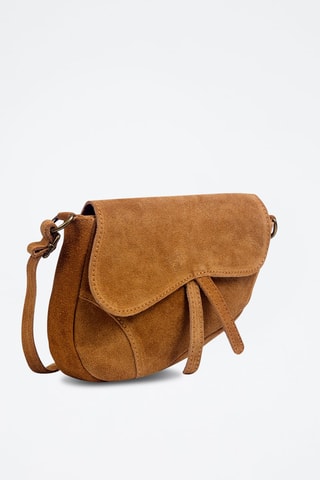 Mala a tiracolo em nobuck Camel - Castanho