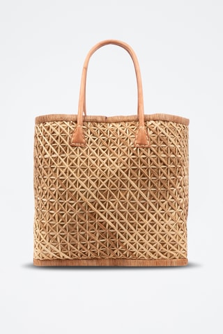 Panier en raphia et paille - 32 x 34 x 20 cm - Kaki