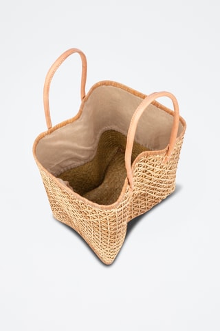 Panier en raphia et paille - 32 x 34 x 20 cm - Kaki