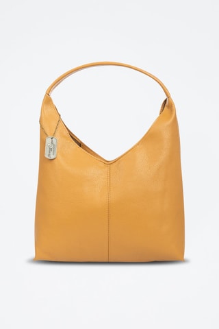 Mala de ombro de couro Bagni - Mostarda - Amarelo