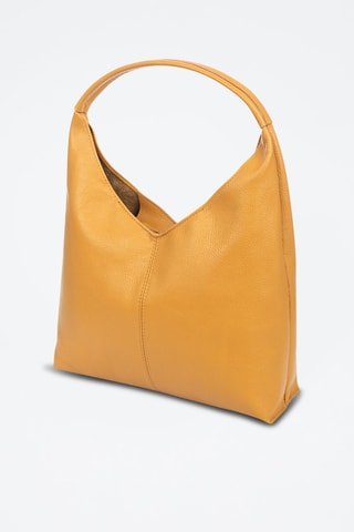 Mala de ombro de couro Bagni - Mostarda - Amarelo