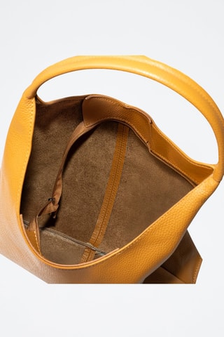 Mala de ombro de couro Bagni - Mostarda - Amarelo