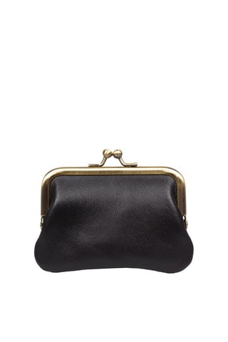 Porta-moedas em couro Preto  - Preto