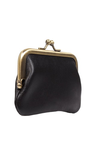 Porta-moedas em couro Preto  - Preto