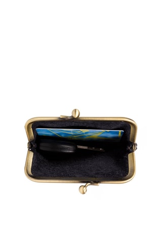 Porta-moedas em couro Preto  - Preto