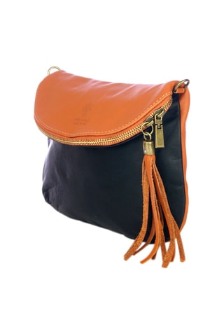 Mala a tiracolo em couro Camel e azul-marinho - Firenze Artegiani - Castanho