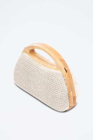 Pochette en bois et jute - Blanc