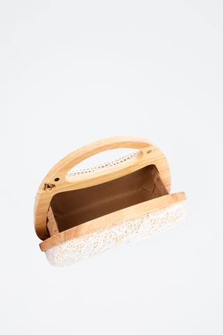Pochette en bois et jute - Blanc