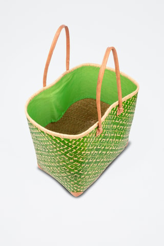 Panier en paille - 32 x 35 x 20 cm - Vert