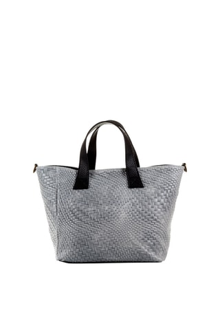 Mala shopper em couro - Cinzento escuro e preto - Firenze Artegiani - Preto e cinzento