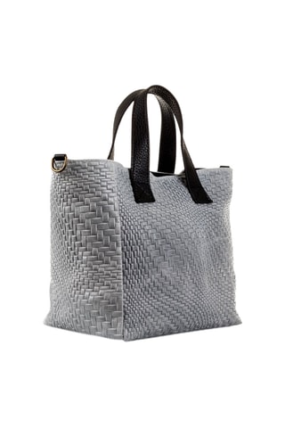 Mala shopper em couro - Cinzento escuro e preto - Firenze Artegiani - Preto e cinzento