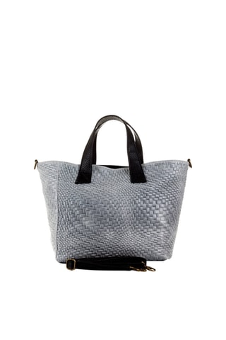 Mala shopper em couro - Cinzento escuro e preto - Firenze Artegiani - Preto e cinzento