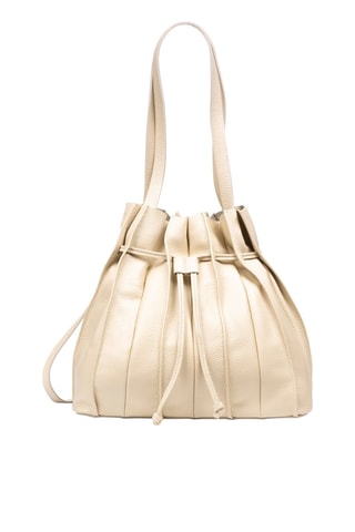 Mala de ombro em couro - Creme - Bege