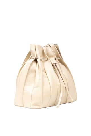 Mala de ombro em couro - Creme - Bege
