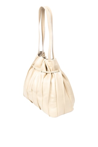 Mala de ombro em couro - Creme - Bege