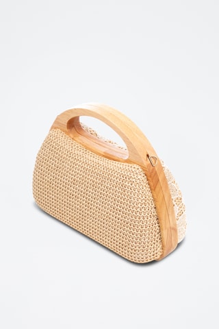 Pochette en bois et jute - Beige