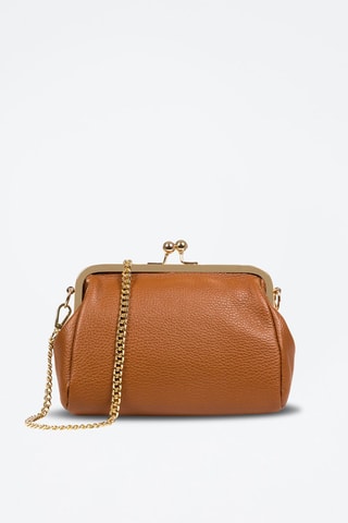 Mala a tiracolo de couro Ambivere Camel - Castanho e dourado