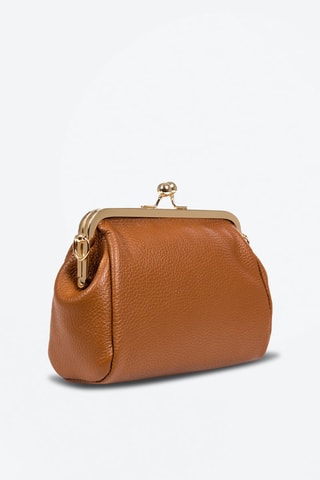 Mala a tiracolo de couro Ambivere Camel - Castanho e dourado