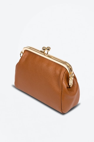 Mala a tiracolo de couro Ambivere Camel - Castanho e dourado