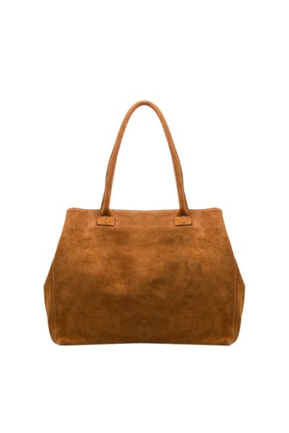 Mala shopper de nobuck Camel - Castanho