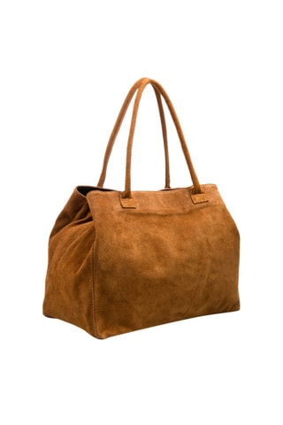 Mala shopper de nobuck Camel - Castanho