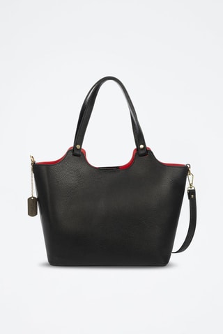 Mala shopper de couro Avolasca - Preto - Preto e prateado