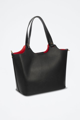 Mala shopper de couro Avolasca - Preto - Preto e prateado