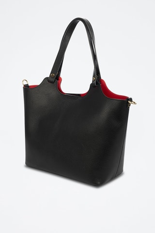 Mala shopper de couro Avolasca - Preto - Preto e prateado