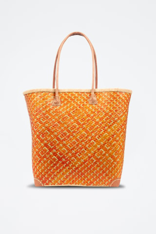Panier en paille - 32 x 35 x 20 cm - Orange
