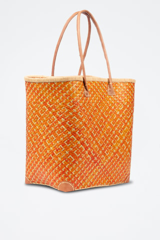 Panier en paille - 32 x 35 x 20 cm - Orange