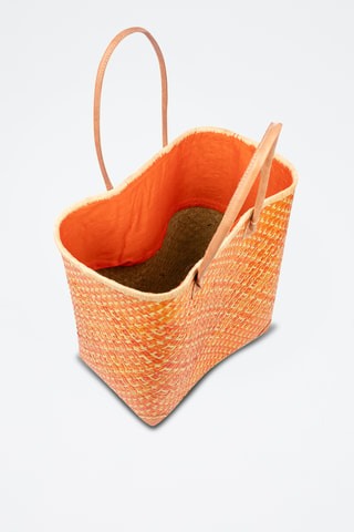 Panier en paille - 32 x 35 x 20 cm - Orange