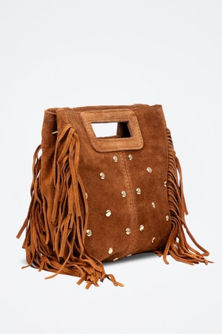 Mala de nobuck Barbata - Camel - Castanho