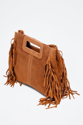 Mala de nobuck Barbata - Camel - Castanho