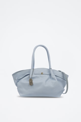 Mala shopper em couro Bema - Azul-claro