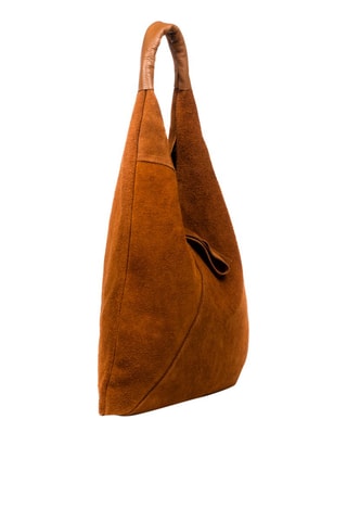 Mala de ombro em nobuck - Camel - Castanho
