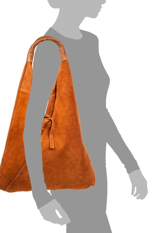 Mala de ombro em nobuck - Camel - Castanho