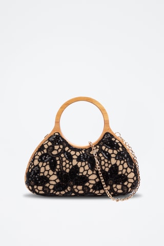 Pochette en bois et jute - Noir