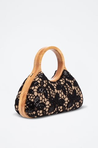 Pochette en bois et jute - Noir