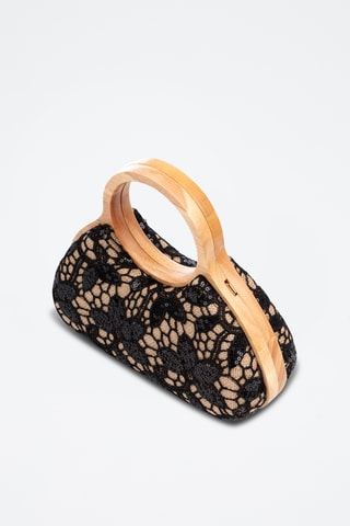 Pochette en bois et jute - Noir