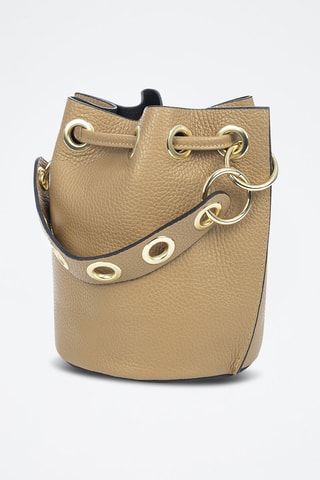 Mala bucket em couro - Castanho-claro - Toupeira