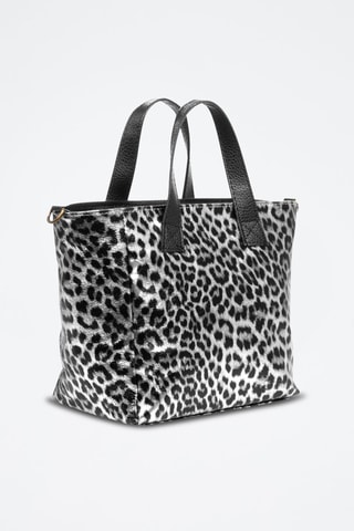 Mala shopper em couro - Cinzento e preto - Preto e cinzento