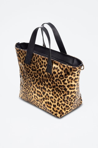 Mala shopper em couro e nobuck Cassandra Castanho e preto - Preto e castanho