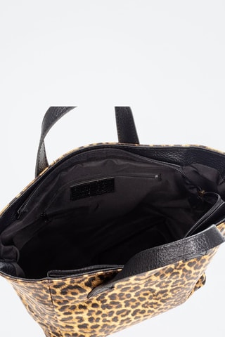 Mala shopper em couro e nobuck Cassandra Castanho e preto - Preto e castanho
