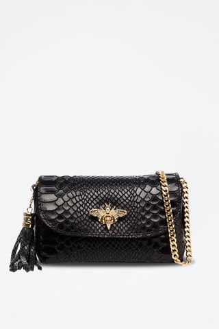 Mala a tiracolo de couro Amblar Preto - Firenze Artegiani - Preto e dourado