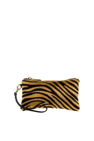 Pochete em couro Camel e preto - Firenze Artegiani - Preto