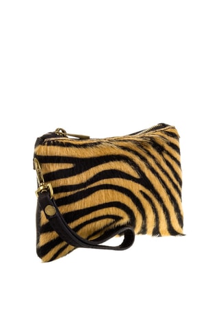 Pochete em couro Camel e preto - Firenze Artegiani - Preto