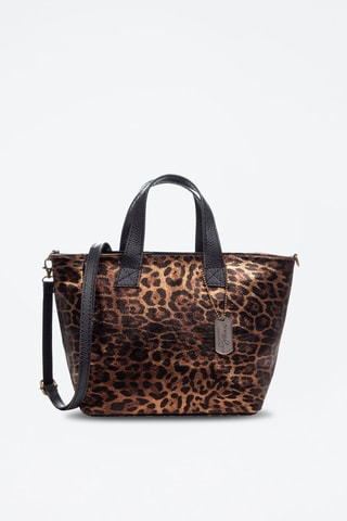 Mala shopper em nobuck Cassandra - Castanho e preto - Castanho e preto