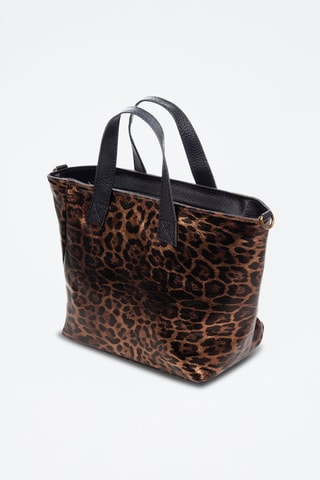 Mala shopper em nobuck Cassandra - Castanho e preto - Castanho e preto