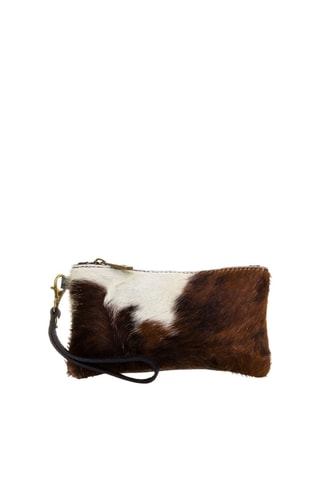 Pochete em couro Camel e branco - Firenze Artegiani - Castanho