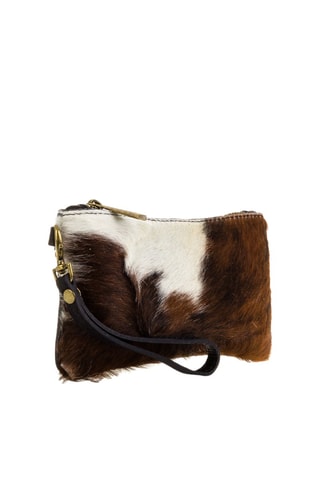 Pochete em couro Camel e branco - Firenze Artegiani - Castanho